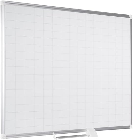 MasterVision Planning Board Magnetic 2" x 3' Grid Dry Erase, 36" x 48", Whiteboard with Aluminum Frame,Silver