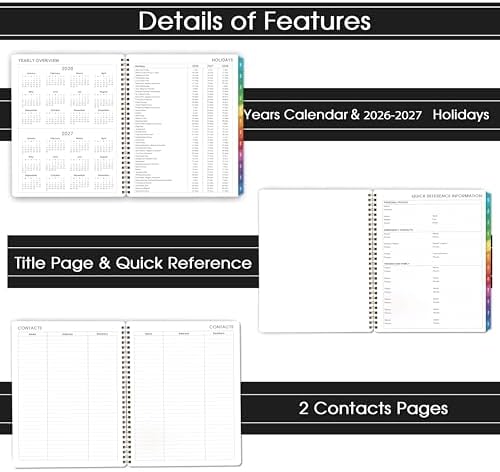 2026-2027 Planner - Calendar/Planner 2026-2027 Weekly and Monthly with Tabs, 8" x 10", Jul. 2026 - Jun. 2027, Flexible Cover + Twin-Wire Binding + Calendars, Daily Organizer - Black