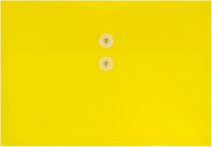 JAM PAPER Plastic Envelopes with Button & String Tie Closure - Letter Booklet - 9 3/4 x 13 - Assorted Primary Colors - 12/Pack