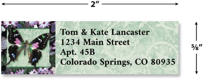 Colorful Images Brilliant Butterflies Classic Return Address Labels (6 Designs) - Personalize with Name & Addresses, Set of 240 Self Adhesive, Easy Peel Flat Label Sheets, 5/8" x 2", 6 Designs