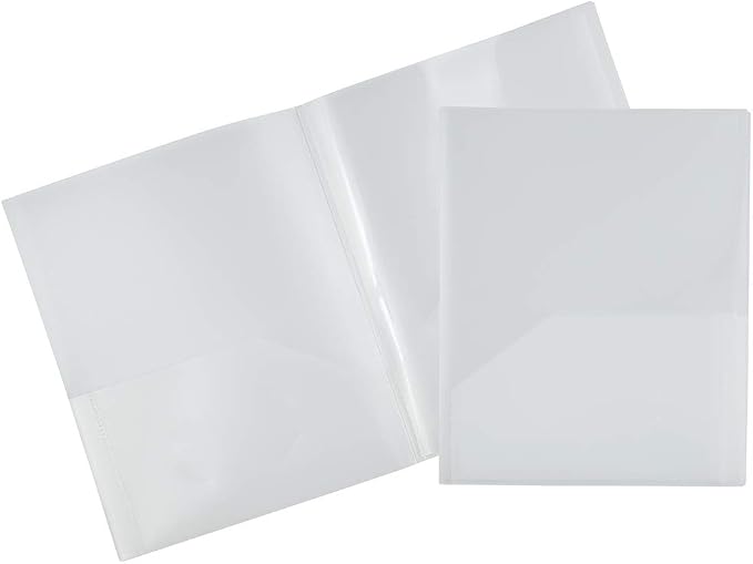 JAM PAPER Heavy Duty Plastic Multi Pocket Folders - 6 Pocket Organizer - Clear - 2/Pack