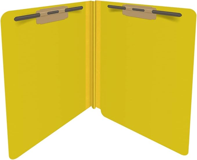 25 Pt. Pressboard Classification Folders, Full Cut End Tab, Letter Size, No Dividers, Yellow (Box of 25)