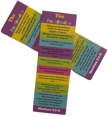(50 Count) The Beatitudes for Kids and Adults Bookmarks Inspirational Church Supplies VBS Religious Gifts Thick Glossy 2" x 6" Vacation Bible School Bible Study