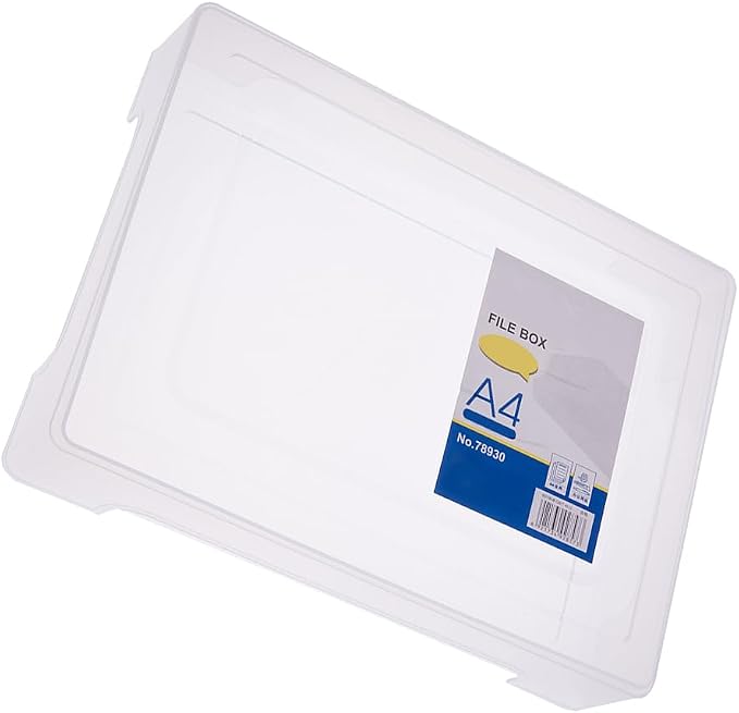 Transparent A4 File Box Plastic Document Organizer Lightweight Storage Folder for Office Home Paper Filing 12.59X9.25X2.51 Inches