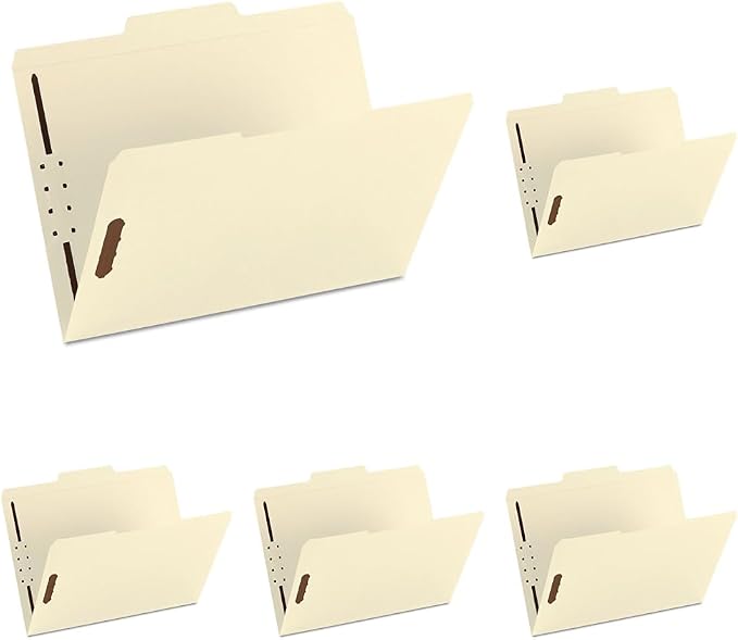 Smead Fastener File Folder,2 Fasteners,Reinforced 1/3-Cut Tab,Letter Size,Manila,50 per Box (14537),(Pack of 5)