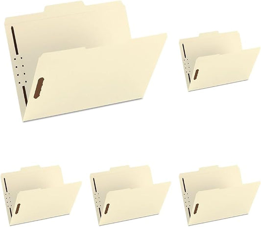 Smead Fastener File Folder,2 Fasteners,Reinforced 1/3-Cut Tab,Letter Size,Manila,50 per Box (14537),(Pack of 5)