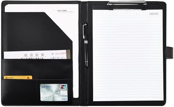 Padfolio Clipboard Folder, A4 Size PU Leather Portfolio Organizer with Cover for A4 Letter Size Notepad, Resume, Writing Pad
