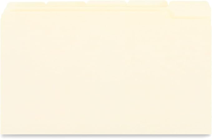 Universal File Folders, 1/5 Cut Assorted, One-Ply Top Tab, Legal, Manila, 100/Box (15115)