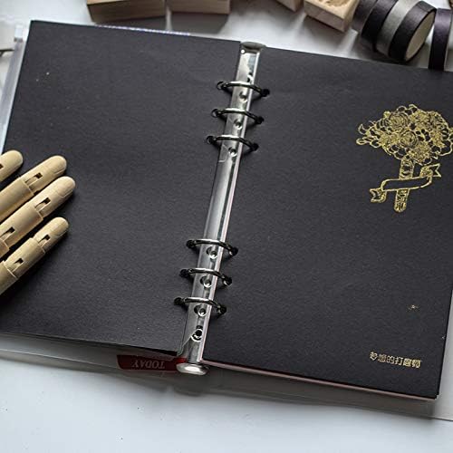 A5 Planner Refill Black Blank Planner Inserts, 6 Ring Binder Refill, Black Paper for Refillable Binder Compatiable with Filofax, All Plain, 40 Sheets 90 Pages A5 5.59'' x 8.27''