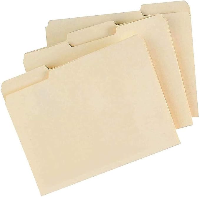 Staples 100% Recycled Heavyweight Reinforced File Folders, 1/3-Cut Tab, Letter Size, Manila, 50/Box (ST452830/452830)