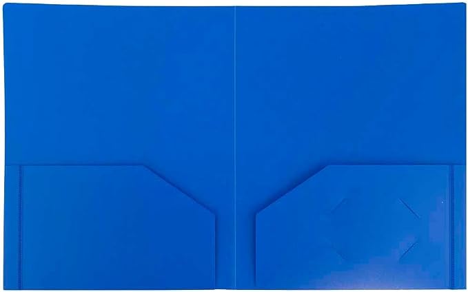 JAM PAPER Heavy Duty Plastic 2 Pocket Extra Tough School Folders - Blue - 3/Pack