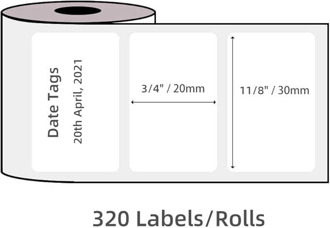 Phomemo M110 Labels Paper for M110 M120 M200 M220 M221 M150 M250 M260 M108 M100 Label Printer Square Self-Adhesive Paper Thermal Label 1.18" x 0.79" (30x20mm), 300 Labels/Roll, Black on White