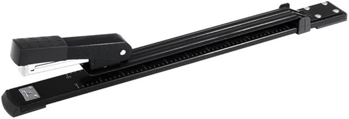 Desk Stapler Office Stapler Long Arm Stapler 20 Pages A3 Binding Stationery Built-in Ruler and Adjustable Locking Paper Guide for Office Or Desk School Supplies (Color : Black)