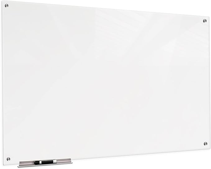 White Surface Dry Erase Glass Board, Frameless Magnetic Glass Board for Wall 48"x60" with Marker, Magnets, Marker Tray, Eraser for Office & Home by Fab Glass and Mirror