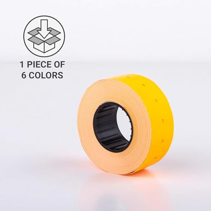 (6 Rolls - 6000 pcs) 0.82" x 0.47" (21 x 12 mm) Multi-Colored Paper Sticker 6 Colors Price Gun Pricemarker Labels MX-5500 (Mix 1)
