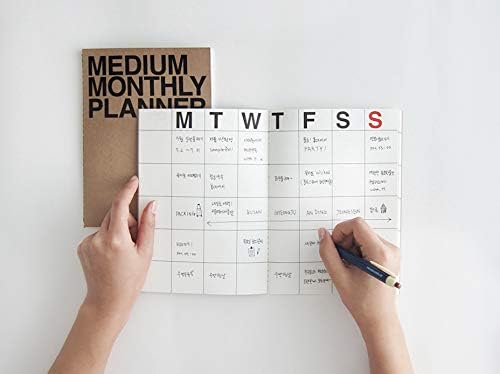 JSTORY Medium Monthly Planner, Undated, Year Round, Premium Thick Paper, Eco Friendly Stitch Bound A5 16 Months 150 GSM 18 Sheets Black Gold