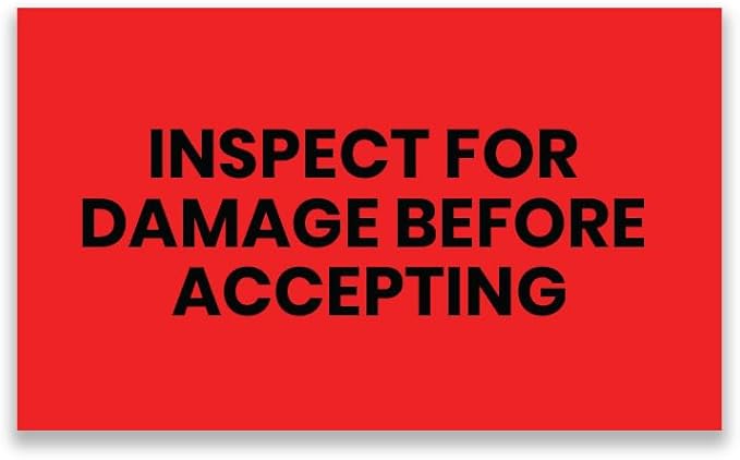 StickerJet Inspect for Damage Before Accepting – Warehouse Receiving Labels – 3"x5" Rectangle Labels – 500 Qty/Roll – Paper, Easy Peel and Stick, Strong Adhesive, No Residue, Made in USA