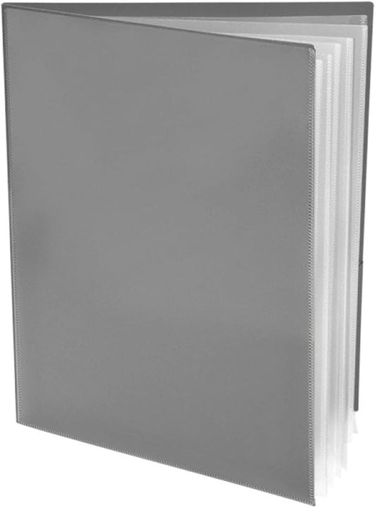 Ultra PRO - 50 Pack Grey Heavy Duty 2-Pocket Folders with 6 Clear Internal Pages, Waterproof Poly Project Organizer for School and Office, Fits 8.5 x 11 Letter Size, Customizable Clear Covers