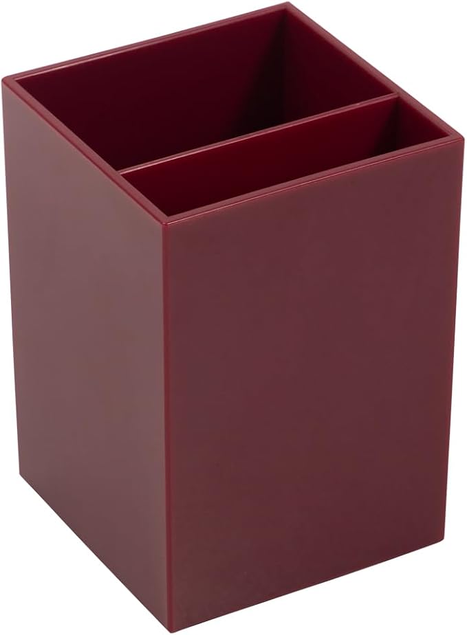 JAM PAPER Plastic Pen Holder - Burgundy - Desktop Pencil Cup Sold Individually