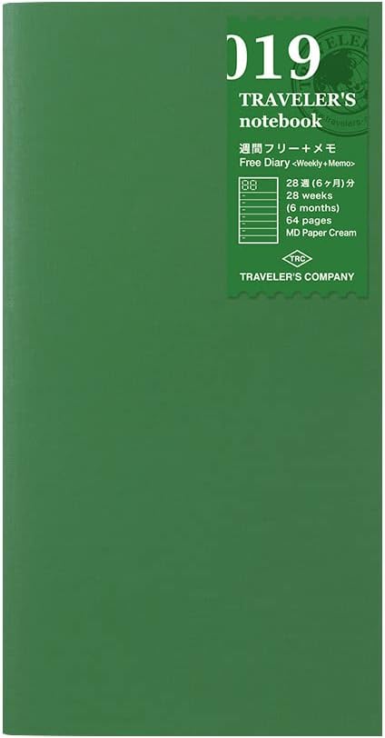 2018, Traveler's Notebook 14331006 Notebook Refill, Weekly, Weekly Free, Regular Size