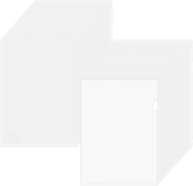 ViVin 36-Pack Sturdy Clear Folders for Documents, L-Type Plastic Clear File Folder, Letter/A4 Size, for School Home & Office (Clear White)