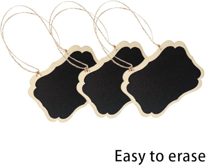 20 Pcs Mini Wooden Chalkboard Signs Reusable Double-Sided with Hanging String, Erasable Small Blackboard Labels for Party Buffet, Weddings, Birthdays, Table Numbers, Plants & Price Tags