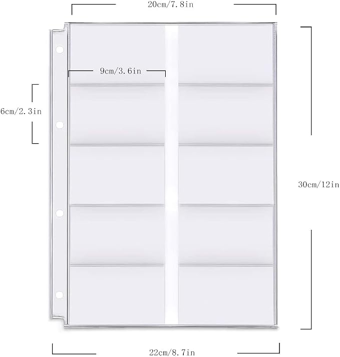 4 Pack A4 4 Holes Binder Name Card Holder Plastic Business Card Organizer Binder Coupon Holder Waterproof 4 Holes Card Holder for Personal Organiser (Name Card Holder, A4)