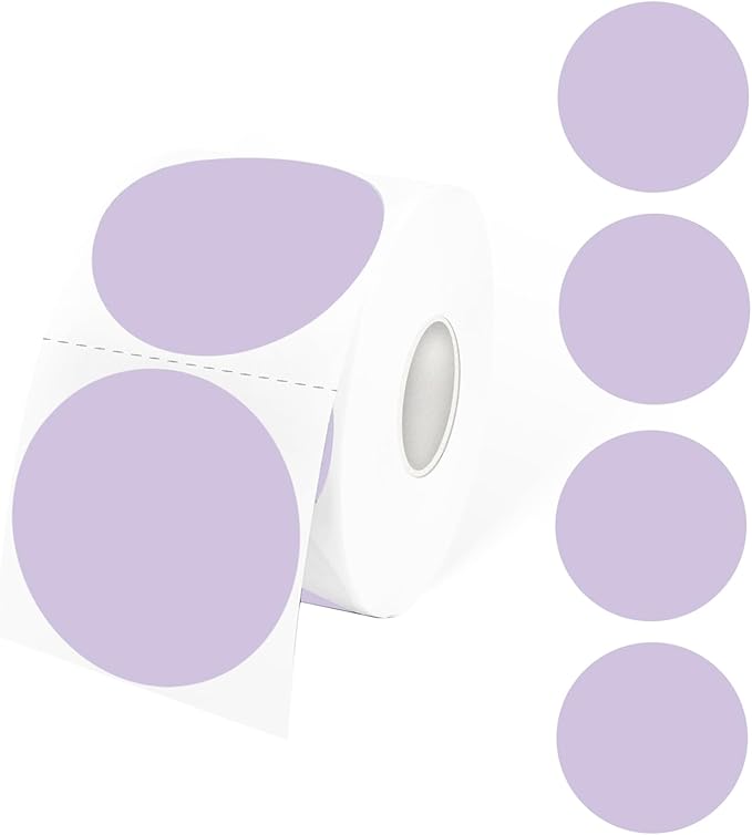 STARLIBOO 2 Inch Round Thermal Sticker Labels, Purple Self-Adhesive Direct Thermal Stickers, 600 Labels