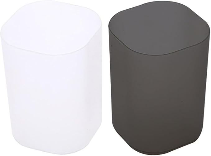 2pcs Frosted Pen Holder and Pencil Organizer Desk Bucket Set, Plastic Cylinder Stationery Container for Office Desktop Storage and Workspace Accessories