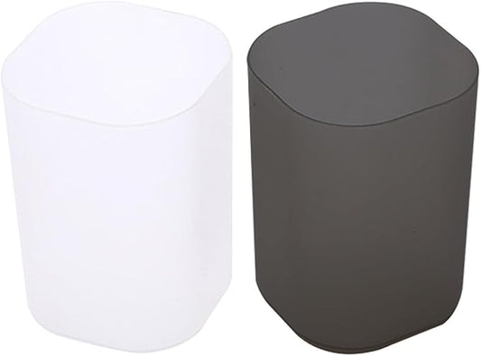 2pcs Frosted Pen Holder and Pencil Organizer Desk Bucket Set, Plastic Cylinder Stationery Container for Office Desktop Storage and Workspace Accessories