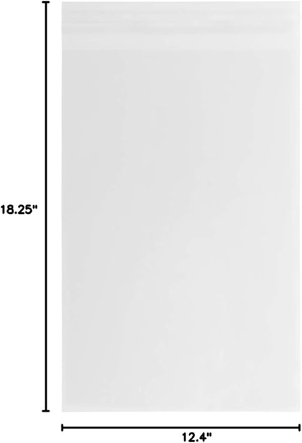 JAM PAPER Cello Sleeves with Self Adhesive Closure - 12 7/16 x 18 1/4 - Clear - 100/Pack