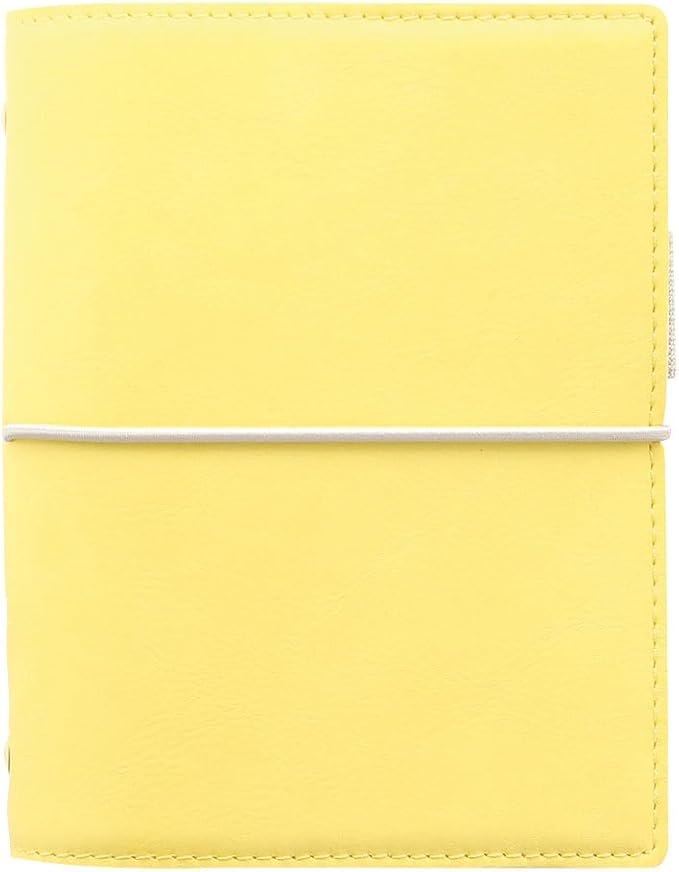 Filofax Domino Soft Organizer, Pocket Size, Lemon -Smooth, Leather-Look, Grain Effect, Tactile, Six Rings, Week-to-View Calendar Diary, Multilingual, 2025 (C022610-25)