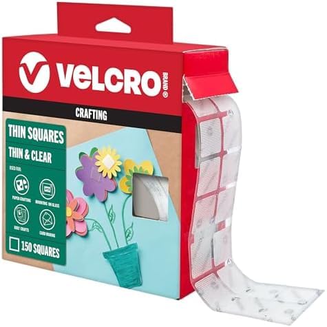 VELCRO Brand Clear Mounting Dots Square | Double Sided | For Indoor Use | Low Profile | 7/8 inch, 150 Dots, Pack of 12