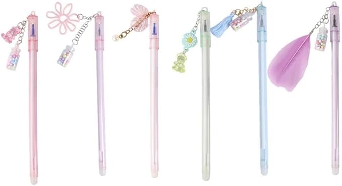 1PC Random Color Gel Pen Pendant Pen Cute Drifting Bottle Bear Pendant Gel Pen Stationery Sweet Lovely Erasable School Office Supplies(Bear Random)