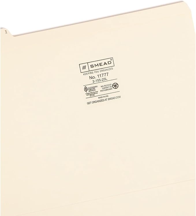 Smead Indexed File Folders, 1/5-Cut Tab, Assorted Positions, Indexed, Letter Size, Manila (A-Z)