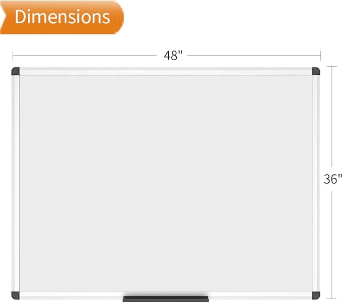 VIZ-PRO Porcelain Magnetic Dry-erase Whiteboard, 48 X 36 Inches, Silver Aluminiuim Frame