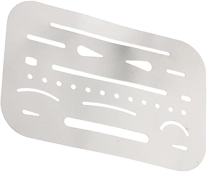 1Pc White 3.7''x2.4'' Stainless Steel Erasing Shield 26 Apertures Letter Craft Drawing Drafting Tool Convenient Handled，Drafting Tools and Drafting Kits，Education and Crafts