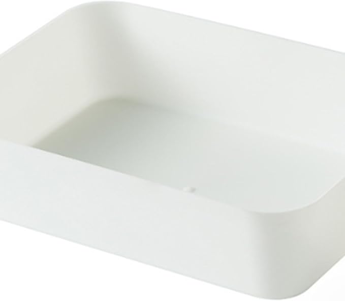 Gavigain Rectangular Plastic Desk Organizer Accessory Tray, Wide, Stacks for Desktop Storage Space Saving for Office Workspace Dorm Home 4.72" x 7.09" x 1.77", White