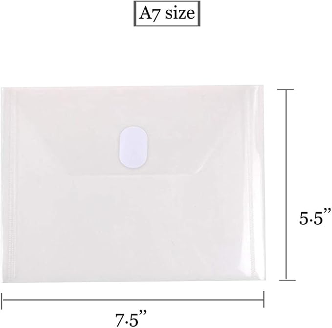 Anseal 24 Pack 5 x 7 Coupon Receipt Check Holder, Small Clear Plastic Envelope with Hoop & Loop Closure, Stamp and Die Storage Pockets for Cutting Dies Stencil Stamp Crafts