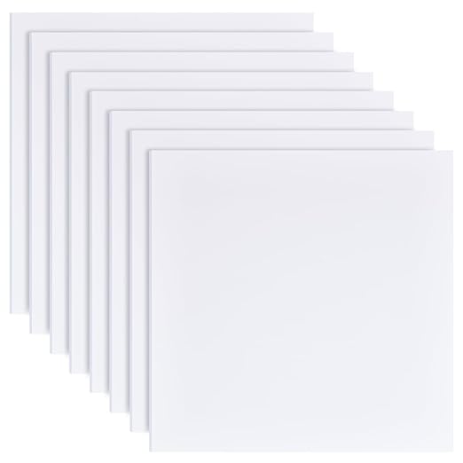 BENECREAT 8Pcs 12x12 Inch White Foam Boards, 2mm Square PVC Foam Sheet Poster Board for Mounting, Crafts, Art, Display, Presentation and Projects