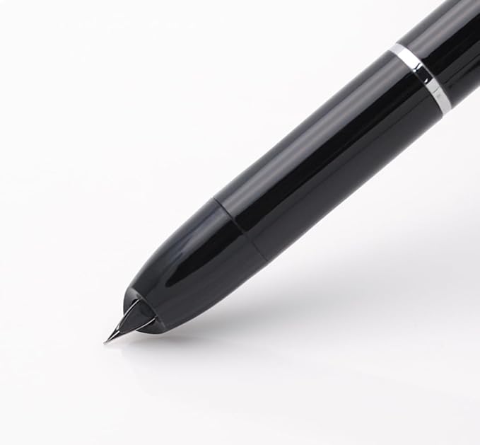 OASO K016 Retractable Fountain Pen Set 0.5mm with 4pcs Blue Ink Cartridges Smooth Writing for School Students (Deep Sea Black)