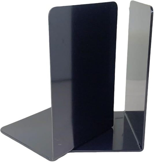 2 PCS Clear Bookends Acrylic Book Ends for Heavy Books Non Slip Book Stopper Holder Decorative Desk Shelf Organizer for Office Home School (Black)
