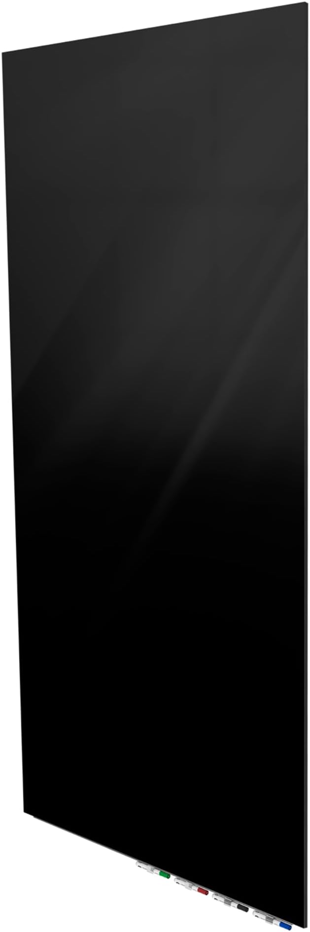 Aria 3'H x 2'W Magnetic Low Profile 1/4" Glass Whiteboard - Vertical Black - 4 Rare Earth Magnets, 4 Markers and Eraser