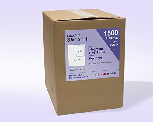 NextDayLabels - Integrated Laser Form with Label Combination (4x6 | Top Right | Case of 1500)