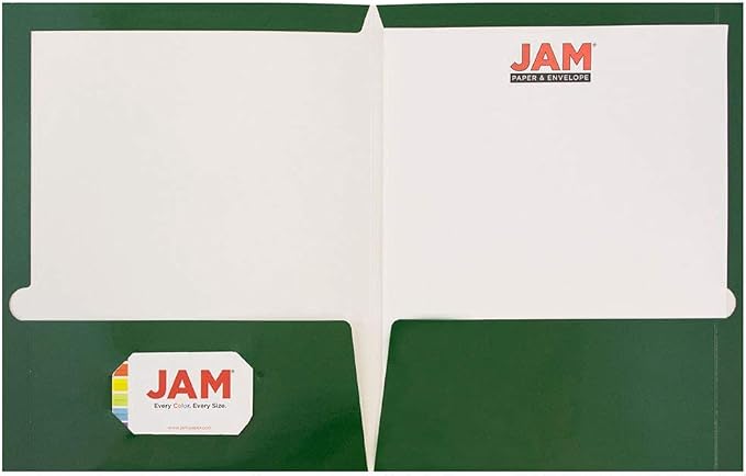 JAM PAPER Laminated Two Pocket Glossy School Folders - Letter Size - High Gloss Green - Bulk 50/Box