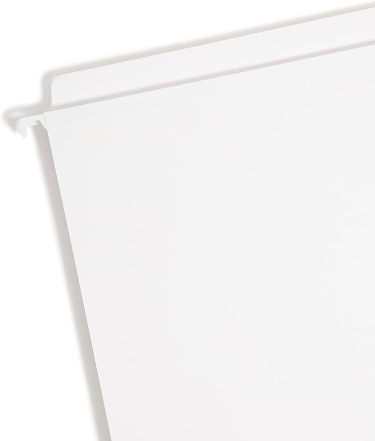 Smead FasTab Hanging File Folder, Straight-Cut Built-in Tab, Letter Size, White, 20 per Box, (64102)