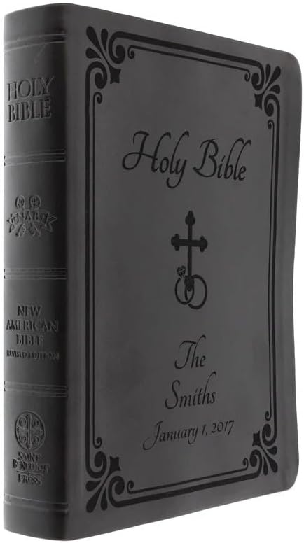 Personalized Catholic Bible with Name Engraved, NABRE - Holy Matrimony Wedding and Anniversary Bible for Newlyweds - Religious Vows Ceremony Christian Gift