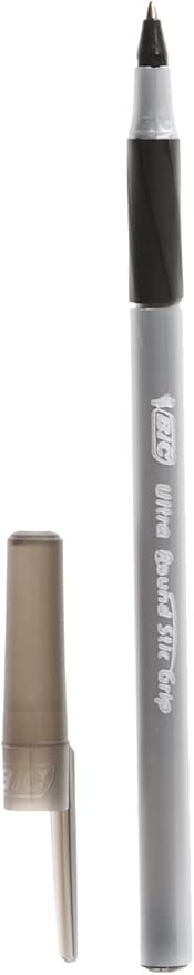 BIC Round Stic Grip Xtra Comfort Black Ballpoint Pens, Medium Point (1.2mm), 12-Count Pack, Perfect Writing Pens With Soft Grip for Superb Comfort and Control
