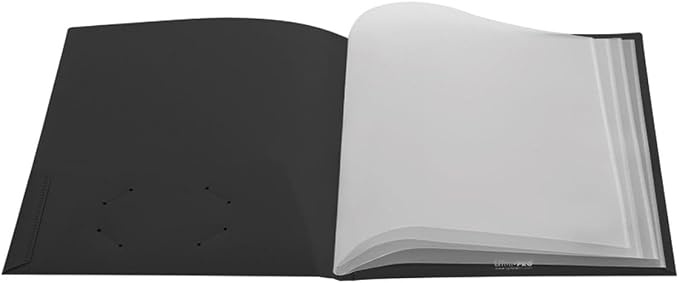 Ultra PRO - 50 Pack Black Heavy Duty 2-Pocket Folders with 6 Clear Internal Pages, Waterproof Poly Project Organizer for School and Office, Fits 8.5 x 11 Letter Size, Customizable Clear Covers