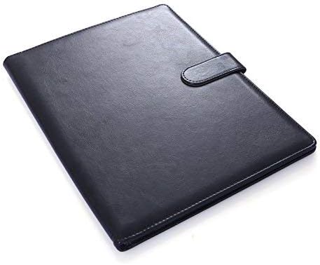 Padfolio Portfolio Resume Folder with Pocket, Premium Faux Leather Interview Writing Legal Pads Document Organizer Portfolio with Business Card Holder (Black)